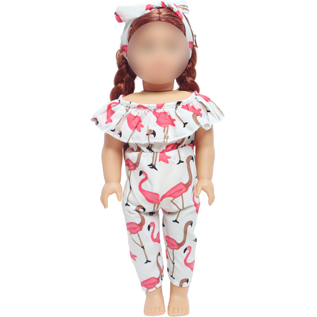 Zestaw strój lalki Moda 1 dla 18 Cal dziewczyny, słodkie zwierzaki, wzór z ptakami - spódnica, topy, spodnie, koszula i akcesoria - Wianko - 10