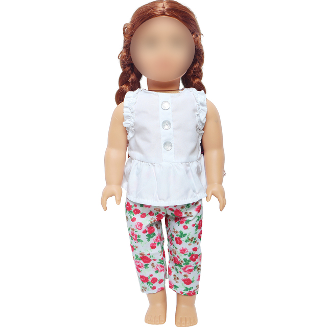 Zestaw strój lalki Moda 1 dla 18 Cal dziewczyny, słodkie zwierzaki, wzór z ptakami - spódnica, topy, spodnie, koszula i akcesoria - Wianko - 30