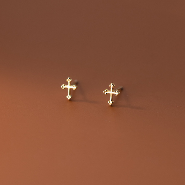 Mały krzyż kolczyk z 925 srebra - KAMIRA - Wianko - 5