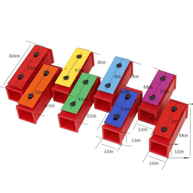 Dźwiękowe cegły - zestaw 8 sztuk, kolorowe, edukacyjne instrumenty muzyczne dla dzieci - Wianko - 11