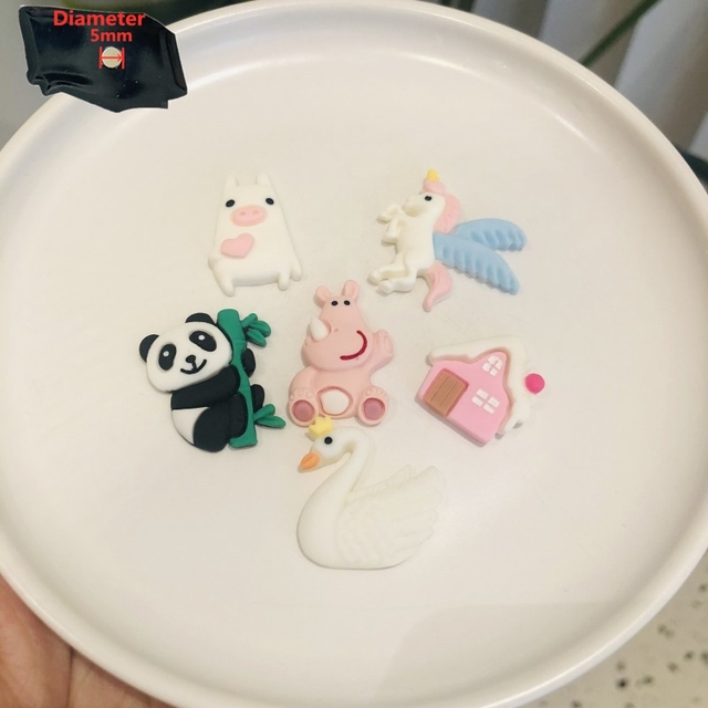 Magnes na lodówkę z żywicy - Cute Cartoon z motywem pandy, hipopotama, jeża, łabędzia, świńki i jednorożca - Wianko - 3