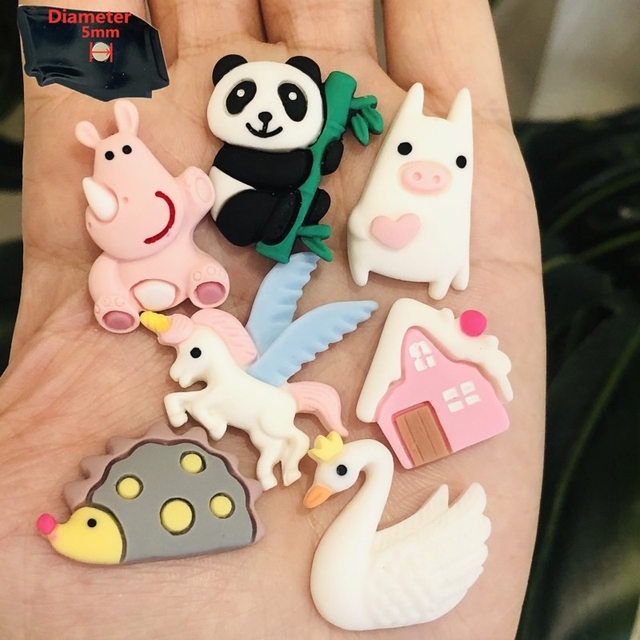 Magnes na lodówkę z żywicy - Cute Cartoon z motywem pandy, hipopotama, jeża, łabędzia, świńki i jednorożca - Wianko - 2