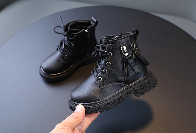 Czarno-bordowe lekkie dziewczęce buty na platformie Martin 2022 - Wianko - 12