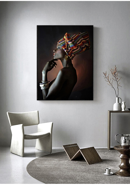 Obraz ścienny z portretem afrykańskiej kobiety w stylu skandynawskim i indyjskim na płótnie - Wianko - 3