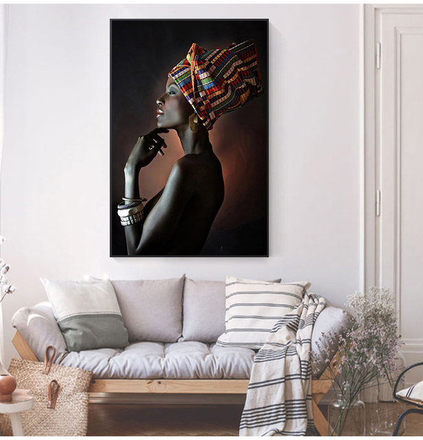 Obraz ścienny z portretem afrykańskiej kobiety w stylu skandynawskim i indyjskim na płótnie - Wianko - 2