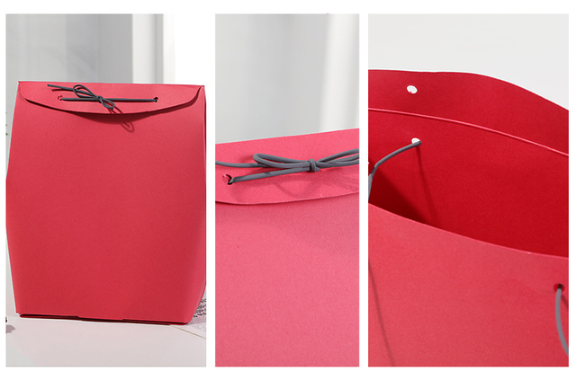 Składane opakowanie na prezenty - pudełko walentynkowe z papierową kopertówką i skórzanym sznurem - Wianko - 5
