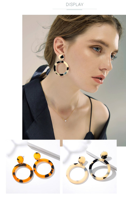 Nowe geometryczne kolczyki akrylowe X & P dla kobiet, wzór moro, długość przywieszki, leopard, moda 2020 - Wianko - 4