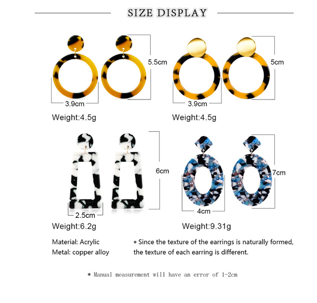 Nowe geometryczne kolczyki akrylowe X & P dla kobiet, wzór moro, długość przywieszki, leopard, moda 2020 - Wianko - 2