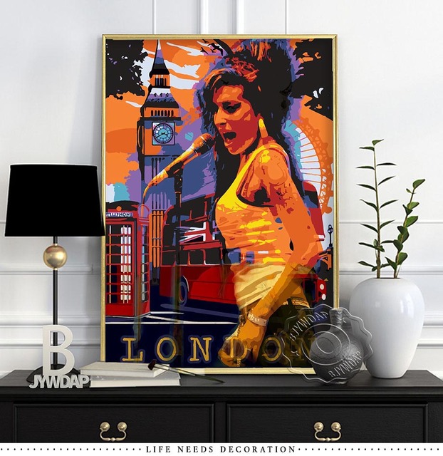 Plakaty i druki Amy Winehouse - malarstwo na płótnie na ścianę do sypialni i salonu, dekoracja wnętrza - Wianko - 11