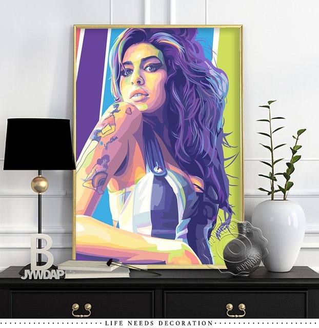 Plakaty i druki Amy Winehouse - malarstwo na płótnie na ścianę do sypialni i salonu, dekoracja wnętrza - Wianko - 20