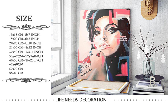 Plakaty i druki Amy Winehouse - malarstwo na płótnie na ścianę do sypialni i salonu, dekoracja wnętrza - Wianko - 1