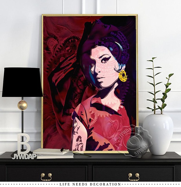 Plakaty i druki Amy Winehouse - malarstwo na płótnie na ścianę do sypialni i salonu, dekoracja wnętrza - Wianko - 4