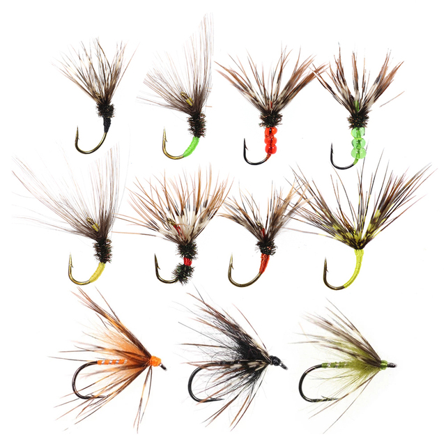 Bimoo 6 sztuk przynęta Tenkara Fly #12 różne kolory na pstrąga - Wet Fly z miękkim Hackle, Emerger larwy nimfa, kolczasty hak - Wianko - 1