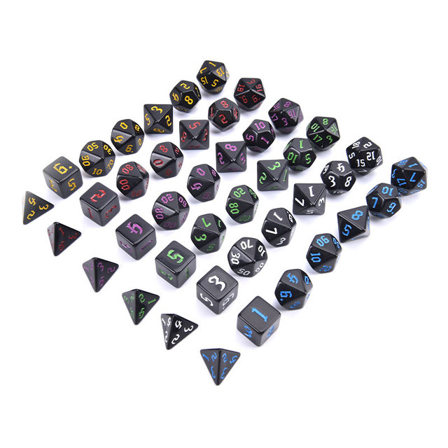 Zestaw 7 kości RPG kolorowanych, nieprzezroczystych, wielościennych: D4, D6, D8, D10, D%, D12, D20 - Wianko - 2