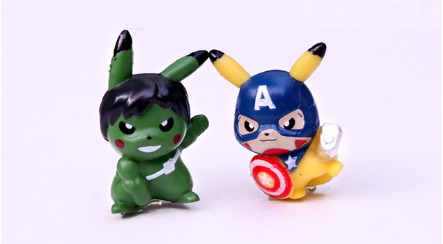 Figurki Anime Pikachu 3/6 szt./partia - Kawaii Avengers dekoracje dla lalek Pokemon - prezent urodzinowy i kolekcja prezenty - Wianko - 7