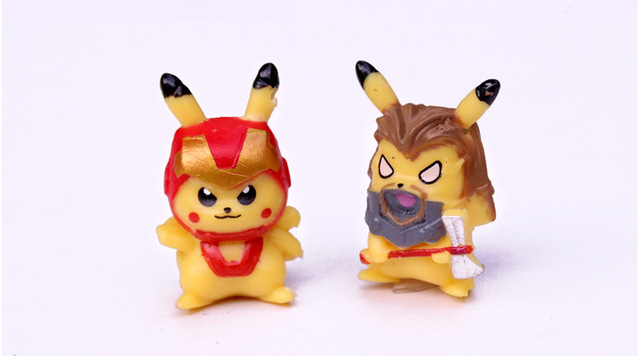 Figurki Anime Pikachu 3/6 szt./partia - Kawaii Avengers dekoracje dla lalek Pokemon - prezent urodzinowy i kolekcja prezenty - Wianko - 8