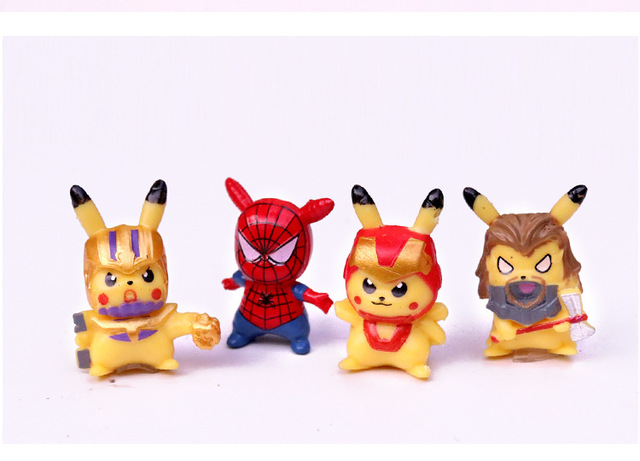 Figurki Anime Pikachu 3/6 szt./partia - Kawaii Avengers dekoracje dla lalek Pokemon - prezent urodzinowy i kolekcja prezenty - Wianko - 4