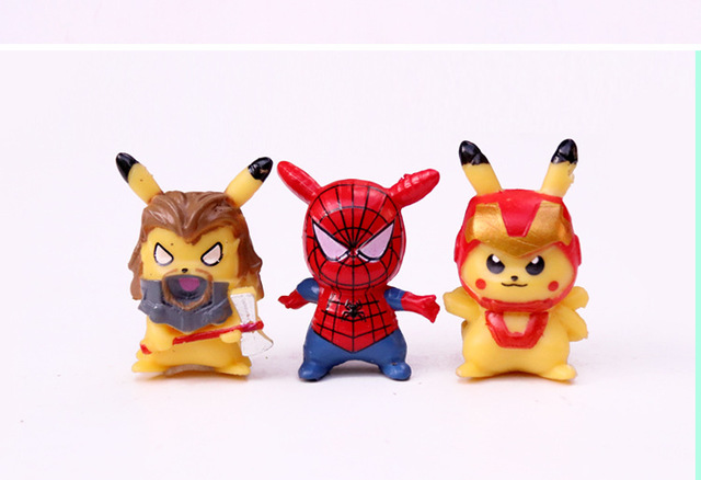 Figurki Anime Pikachu 3/6 szt./partia - Kawaii Avengers dekoracje dla lalek Pokemon - prezent urodzinowy i kolekcja prezenty - Wianko - 6