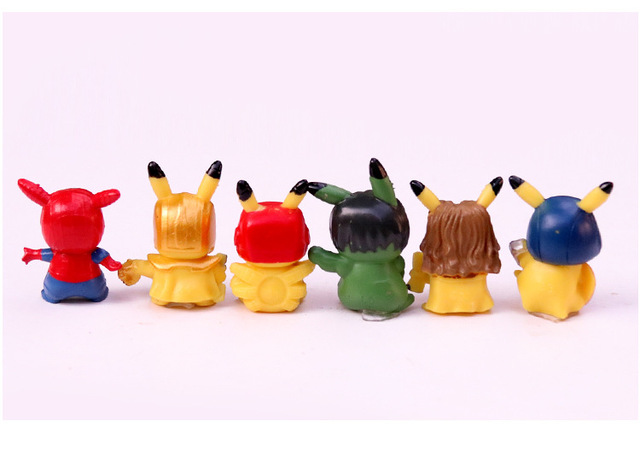 Figurki Anime Pikachu 3/6 szt./partia - Kawaii Avengers dekoracje dla lalek Pokemon - prezent urodzinowy i kolekcja prezenty - Wianko - 3