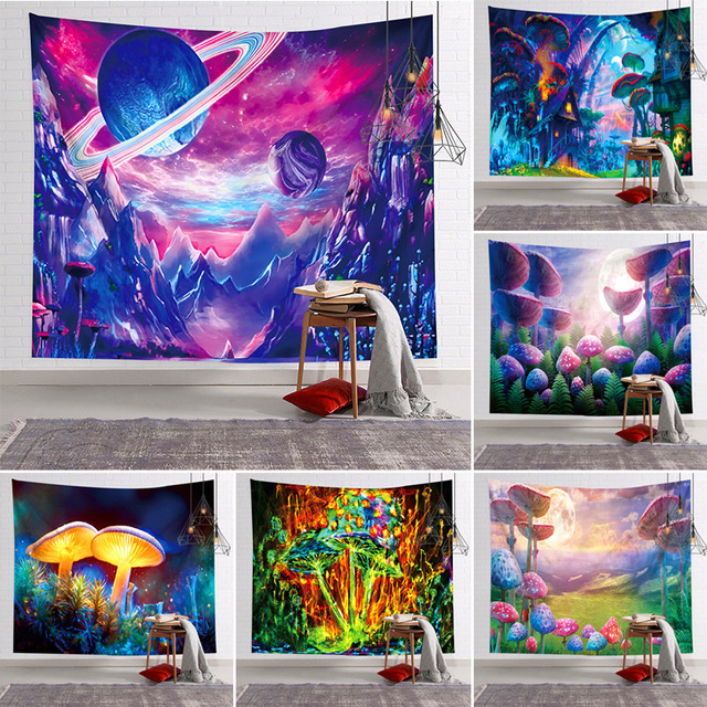 Hippie psychodeliczny kolorowy grzyb gobelin do dekoracji wieloosobowego pokoju i salonu - Wianko - 17