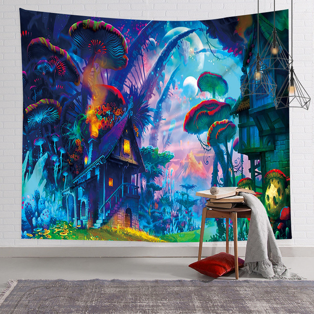 Hippie psychodeliczny kolorowy grzyb gobelin do dekoracji wieloosobowego pokoju i salonu - Wianko - 18