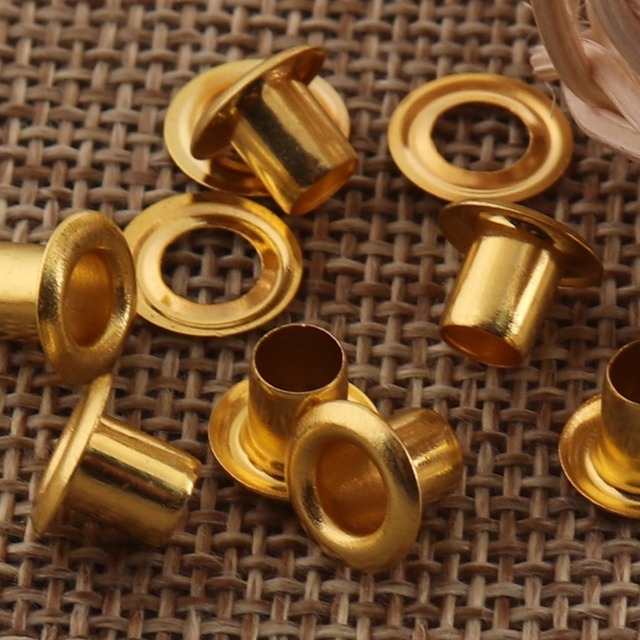 Złote oczka i przelotki - 100 szt., metalowe z podkładkami, do tagów - Wianko - 3