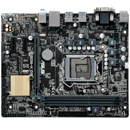 Asus B150M-K D3 - Używana płyta główna z gniazdem LGA 1151 dla procesorów i7, i5, i3. DDR3 32G SATA3 micro-atx - Wianko - 1