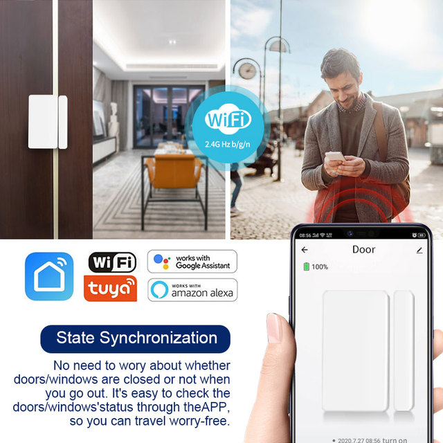 Czujnik Wifi do okien i drzwi Tuya - inteligentny system kontroli temperatury z funkcją alarmową, kompatybilny z Alexa i Google Home - Wianko - 4