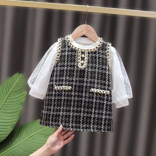 2021 Sukienka ogrodniczka i bluzka z długim rękawem dla dzieci dziecięcych - zestaw ubranek niemowlęcych - Wianko - 2