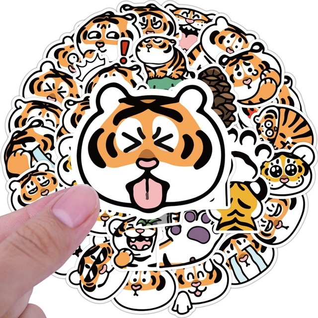 40 sztuk naklejek na wodoodporną deskorolkę, walizkę, telefon, laptop - Korea Cartoon Gruby Tygrys i Tygrys Cub Graffiti Toy - Wianko - 3