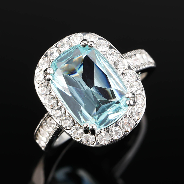 Modny pierścień kryształowy ze stali nierdzewnej - damski prezent, biżuteria ślubna - Wianko - 20