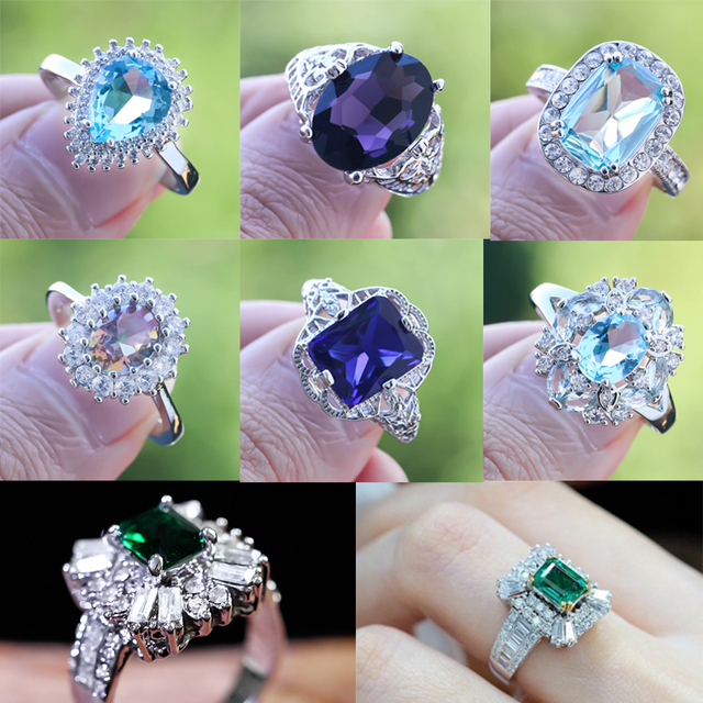 Modny pierścień kryształowy ze stali nierdzewnej - damski prezent, biżuteria ślubna - Wianko - 36