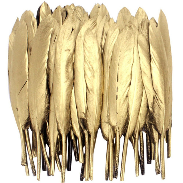 Złote i srebrne zanurzone gęsie/kacze pióra brokatowe - akcesoria DIY, dekoracje ślubne, biżuteria - Wianko - 16