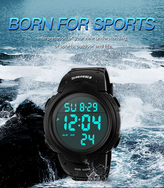 Męski zegarek cyfrowy SKMEI Chronos z odliczaniem, wodoodporny, LED, elektroniczny - Wianko - 4