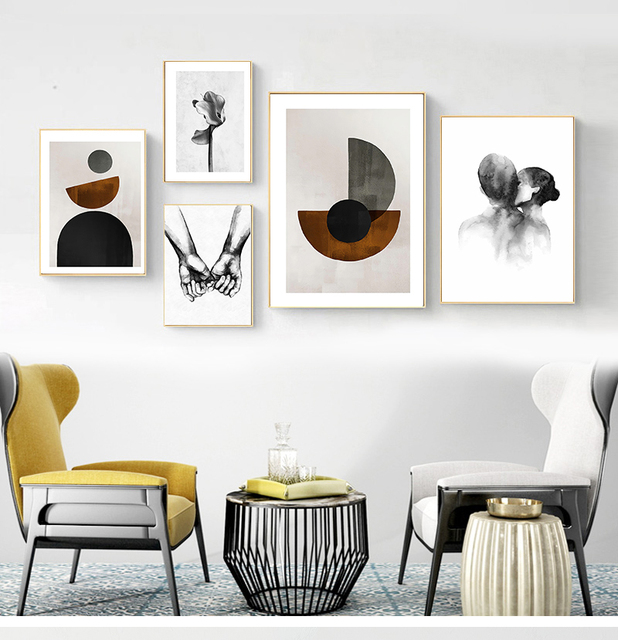 Nowoczesny obraz na płótnie Nordic z minimalistyczną czarno-białą postacią do dekoracji sypialni i domu - Wianko - 3