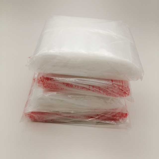 500 białych czerwonych linii PE plastikowych toreb z zamkiem błyskawicznym - torby na prezenty i biżuterię, do przechowywania i pakowania w ślubne etui - Wianko - 1