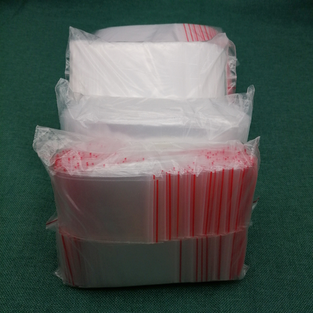 500 białych czerwonych linii PE plastikowych toreb z zamkiem błyskawicznym - torby na prezenty i biżuterię, do przechowywania i pakowania w ślubne etui - Wianko - 5