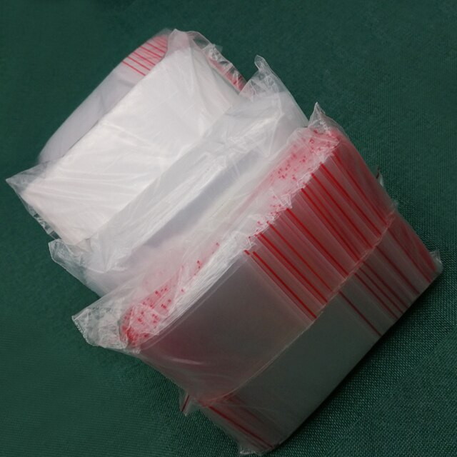 500 białych czerwonych linii PE plastikowych toreb z zamkiem błyskawicznym - torby na prezenty i biżuterię, do przechowywania i pakowania w ślubne etui - Wianko - 6