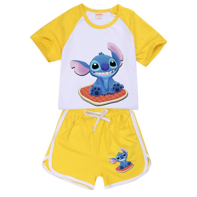 Chłopięcy zestaw 2 częściowy T-shirt i szorty Stitch Chill dla dzieci w wieku 10-12 lat - Wianko - 11