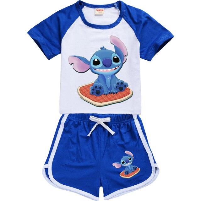 Chłopięcy zestaw 2 częściowy T-shirt i szorty Stitch Chill dla dzieci w wieku 10-12 lat - Wianko - 6