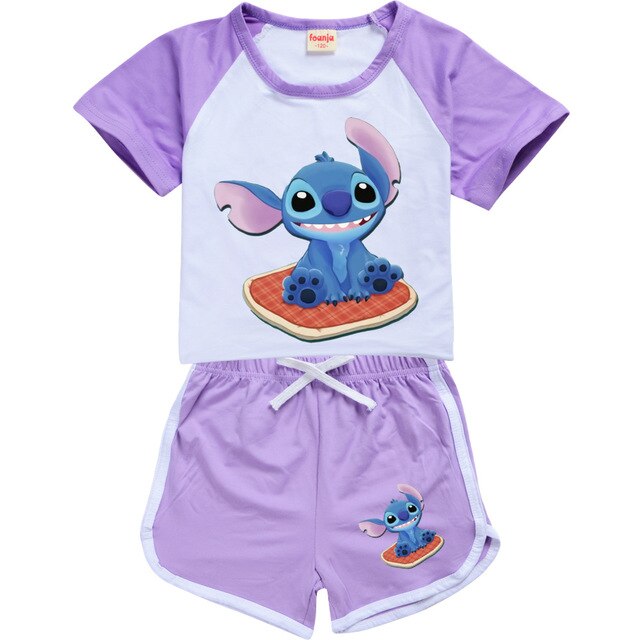 Chłopięcy zestaw 2 częściowy T-shirt i szorty Stitch Chill dla dzieci w wieku 10-12 lat - Wianko - 10