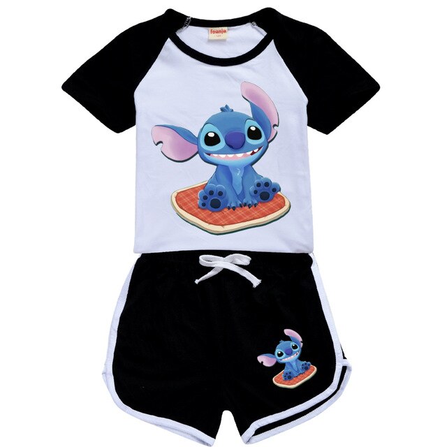 Chłopięcy zestaw 2 częściowy T-shirt i szorty Stitch Chill dla dzieci w wieku 10-12 lat - Wianko - 5