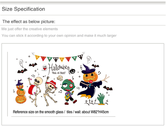 Naklejki na szkło [SHIJUEHEZI] Halloween - demony, nietoperze, dynia, salon, restauracja, festiwal, dekoracje wnętrz - Wianko - 5
