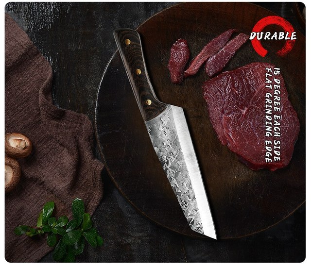 Ręcznie kute noże kuchenne Grandsharp 7 Cal - rzeźnik, mięso, siekanie, tasak, chiński kucharz, najlepszy produkt - Wianko - 8