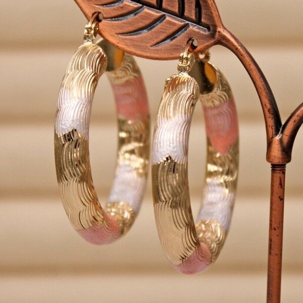Złote kolczyki Hoop z wypełnieniem rurki i wielowarstwowym kołem, platerowane w trzech kolorach, biżuteria ślubna - Wianko - 6