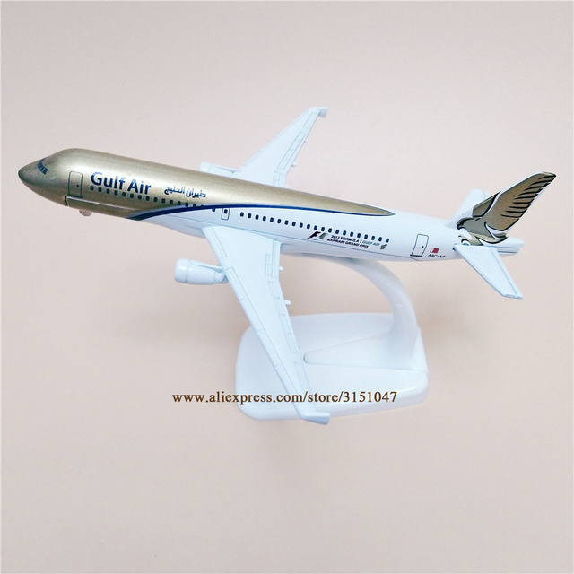 16cm Model samolotu Gulf Air Airbus 320 A320 dla dzieci – odlew z metalu, linie lotnicze Airways - Wianko - 15
