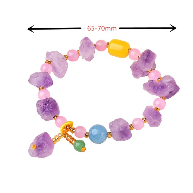 Naturalne bransoletki damskie z surowymi kryształami ametystu - prosty, kolorowy dodatek z mineralów dla pań - Wianko - 9
