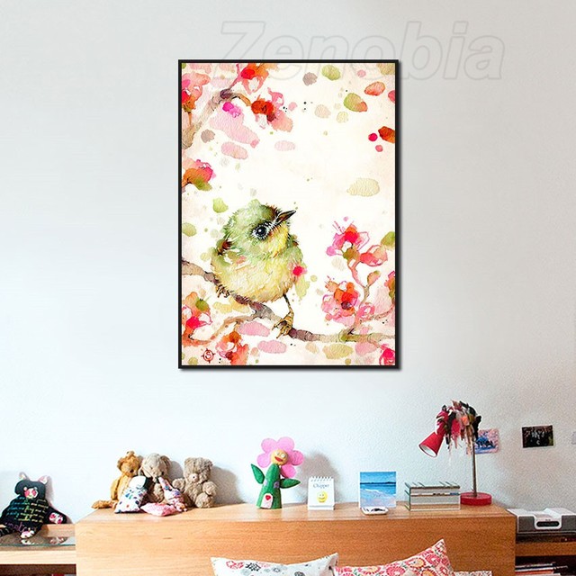 Obraz płótno ozdobne malarstwo ptak na gałęzi HD do sypialni i salonu, bezramowy styl - Wianko - 7