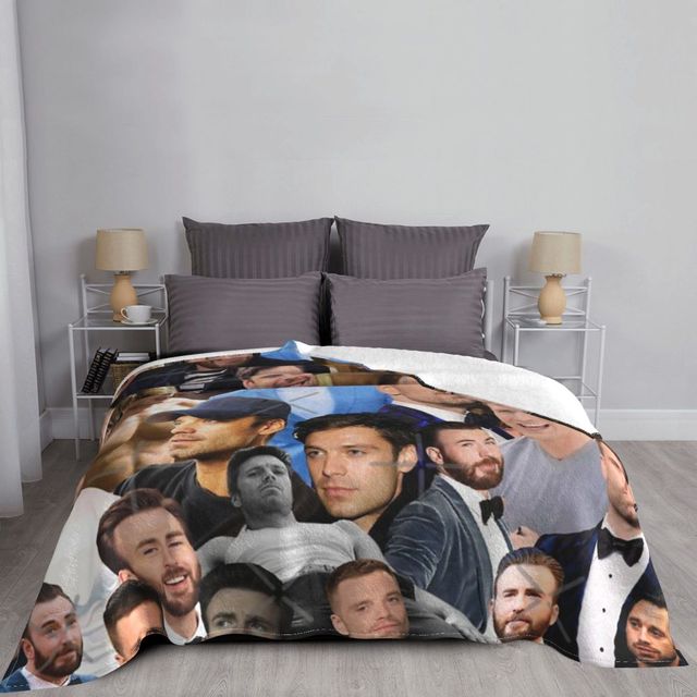 Koc na łóżko Sebastian Stan i Chris Evans w kratę 220x240 cm - Wianko - 6