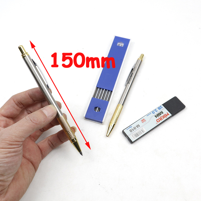 Metalowy ołówek automatyczny 2.0/3.0mm 2B wysokiej jakości dla prac stolarskich - Wianko - 3